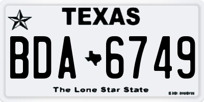 TX license plate BDA6749