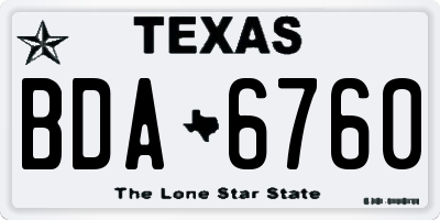 TX license plate BDA6760