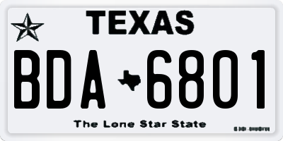 TX license plate BDA6801