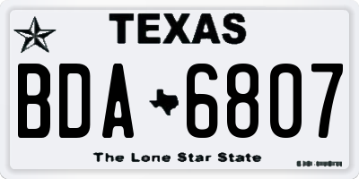 TX license plate BDA6807