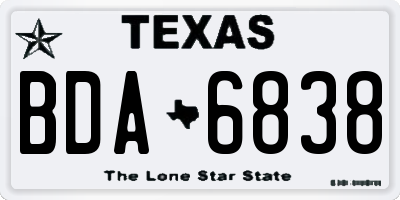 TX license plate BDA6838