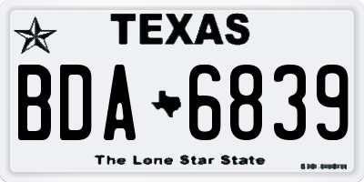 TX license plate BDA6839