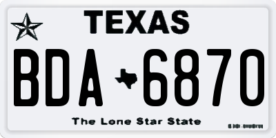 TX license plate BDA6870