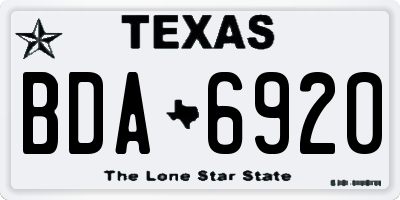 TX license plate BDA6920
