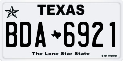TX license plate BDA6921