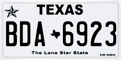 TX license plate BDA6923