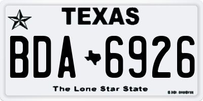 TX license plate BDA6926