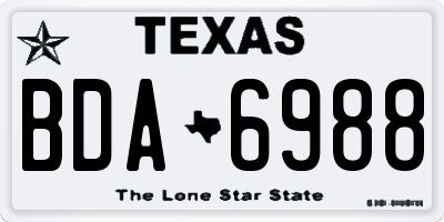TX license plate BDA6988
