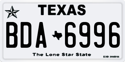 TX license plate BDA6996