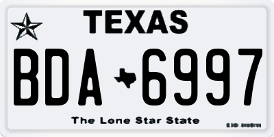 TX license plate BDA6997