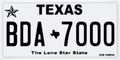 TX license plate BDA7000
