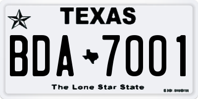 TX license plate BDA7001