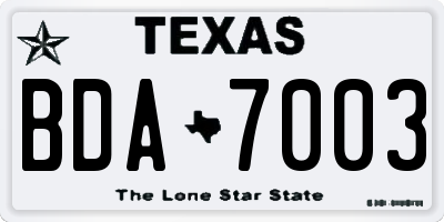 TX license plate BDA7003
