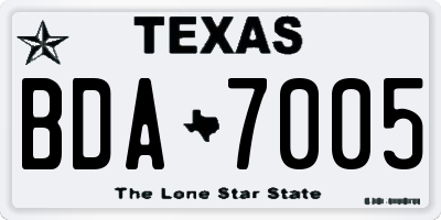 TX license plate BDA7005
