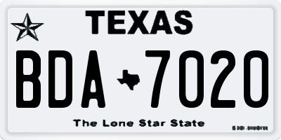 TX license plate BDA7020