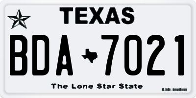 TX license plate BDA7021