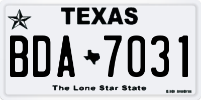 TX license plate BDA7031