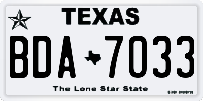 TX license plate BDA7033