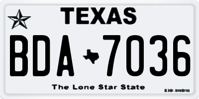 TX license plate BDA7036