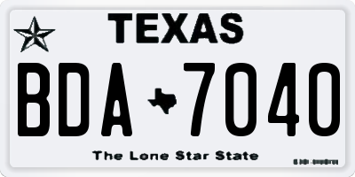 TX license plate BDA7040