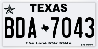 TX license plate BDA7043
