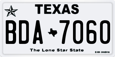 TX license plate BDA7060