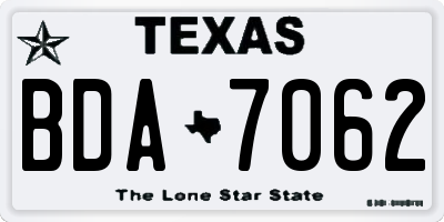 TX license plate BDA7062