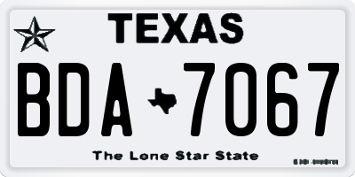 TX license plate BDA7067