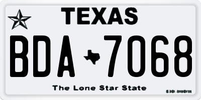 TX license plate BDA7068