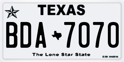 TX license plate BDA7070