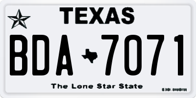 TX license plate BDA7071