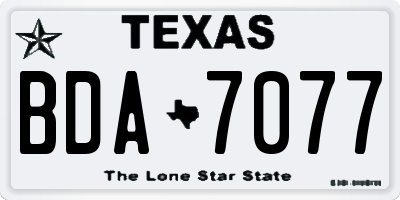 TX license plate BDA7077
