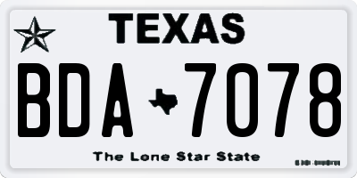 TX license plate BDA7078