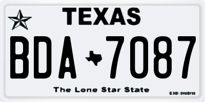 TX license plate BDA7087