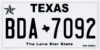 TX license plate BDA7092