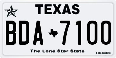 TX license plate BDA7100