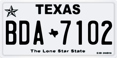 TX license plate BDA7102