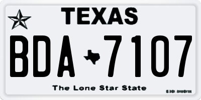 TX license plate BDA7107