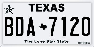 TX license plate BDA7120