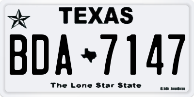 TX license plate BDA7147
