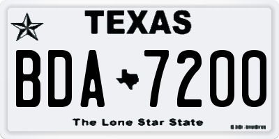 TX license plate BDA7200