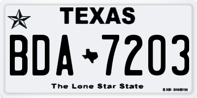 TX license plate BDA7203