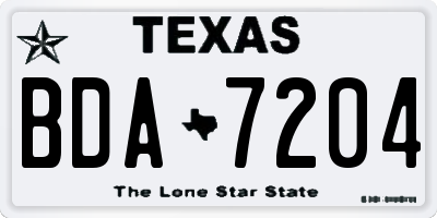 TX license plate BDA7204