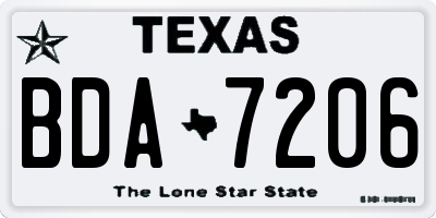 TX license plate BDA7206