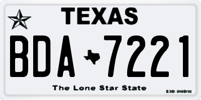 TX license plate BDA7221