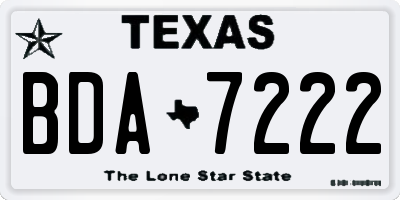 TX license plate BDA7222