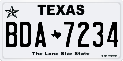 TX license plate BDA7234