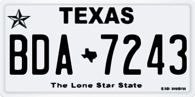 TX license plate BDA7243