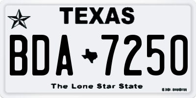 TX license plate BDA7250