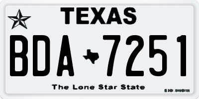 TX license plate BDA7251